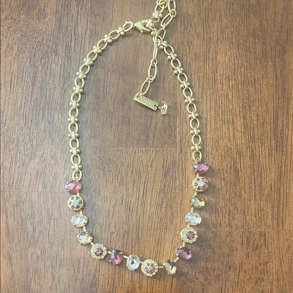 Mariana Gold Necklace with purple - pink and Clear Accents